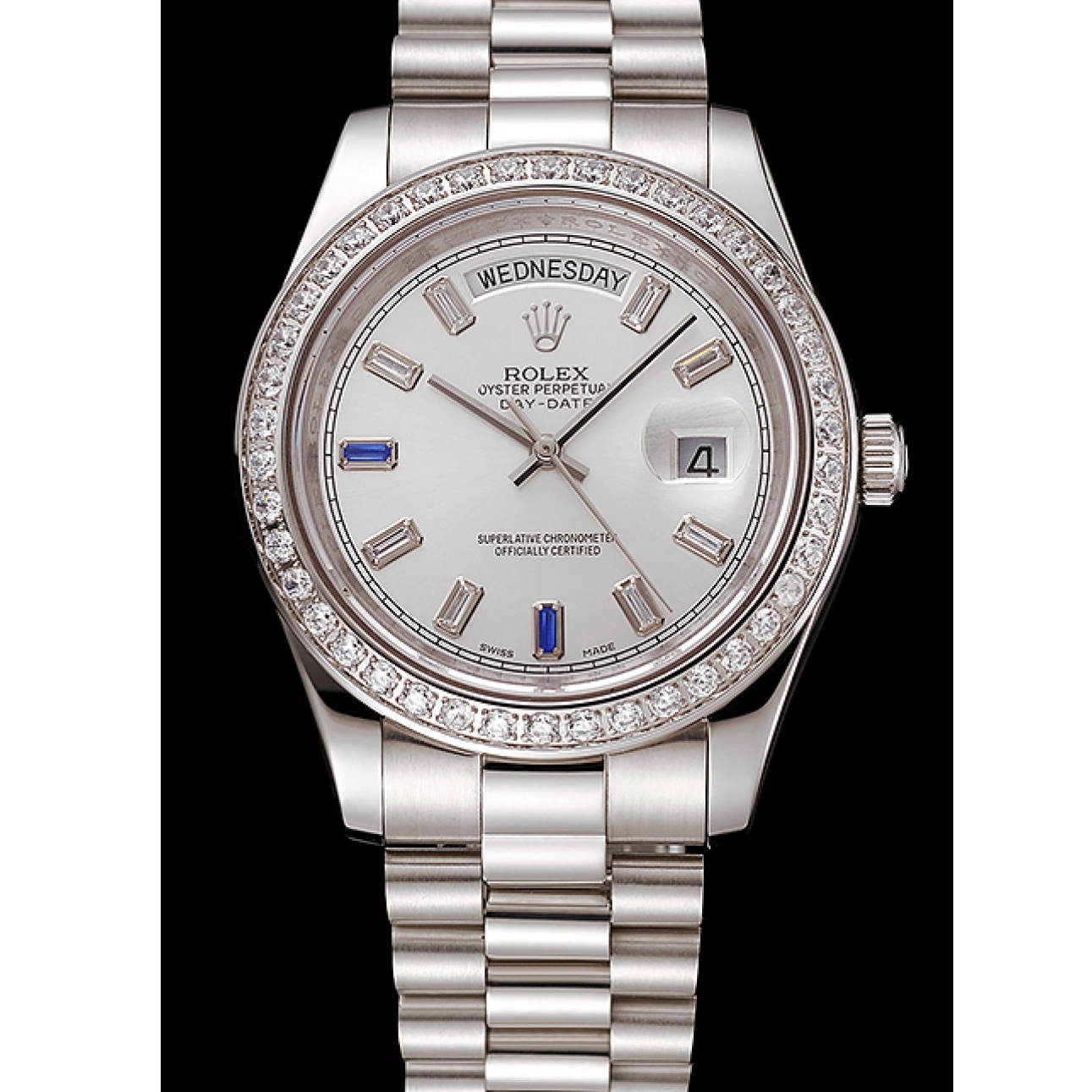 Good Copy Rolex Watches Staineless Steel Bezel Rolex Day-Date 1454109 Diamonds Bracelet Swiss 0729
